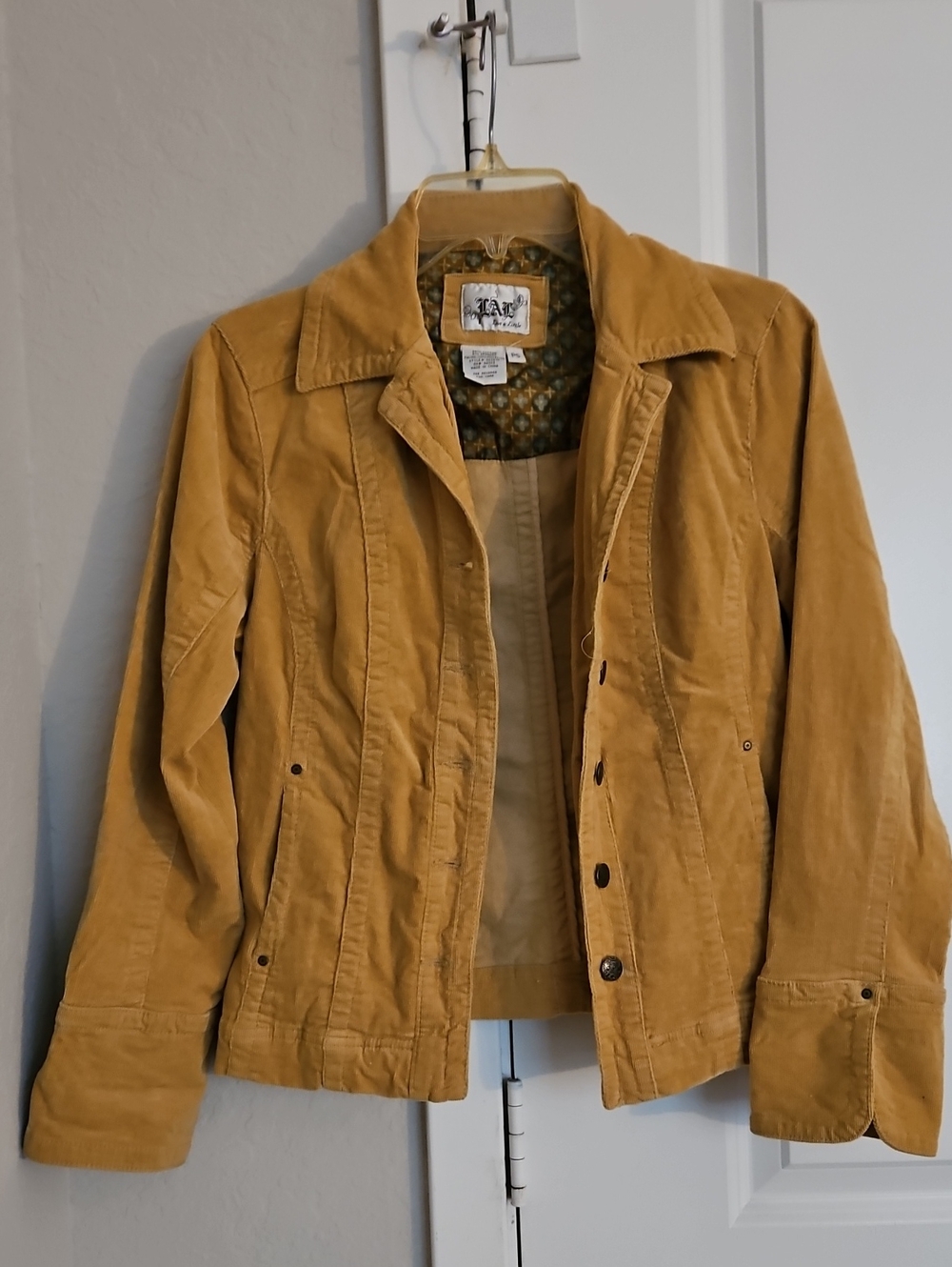 Live a Little Mustard Corduroy Button-Front Jacket---small